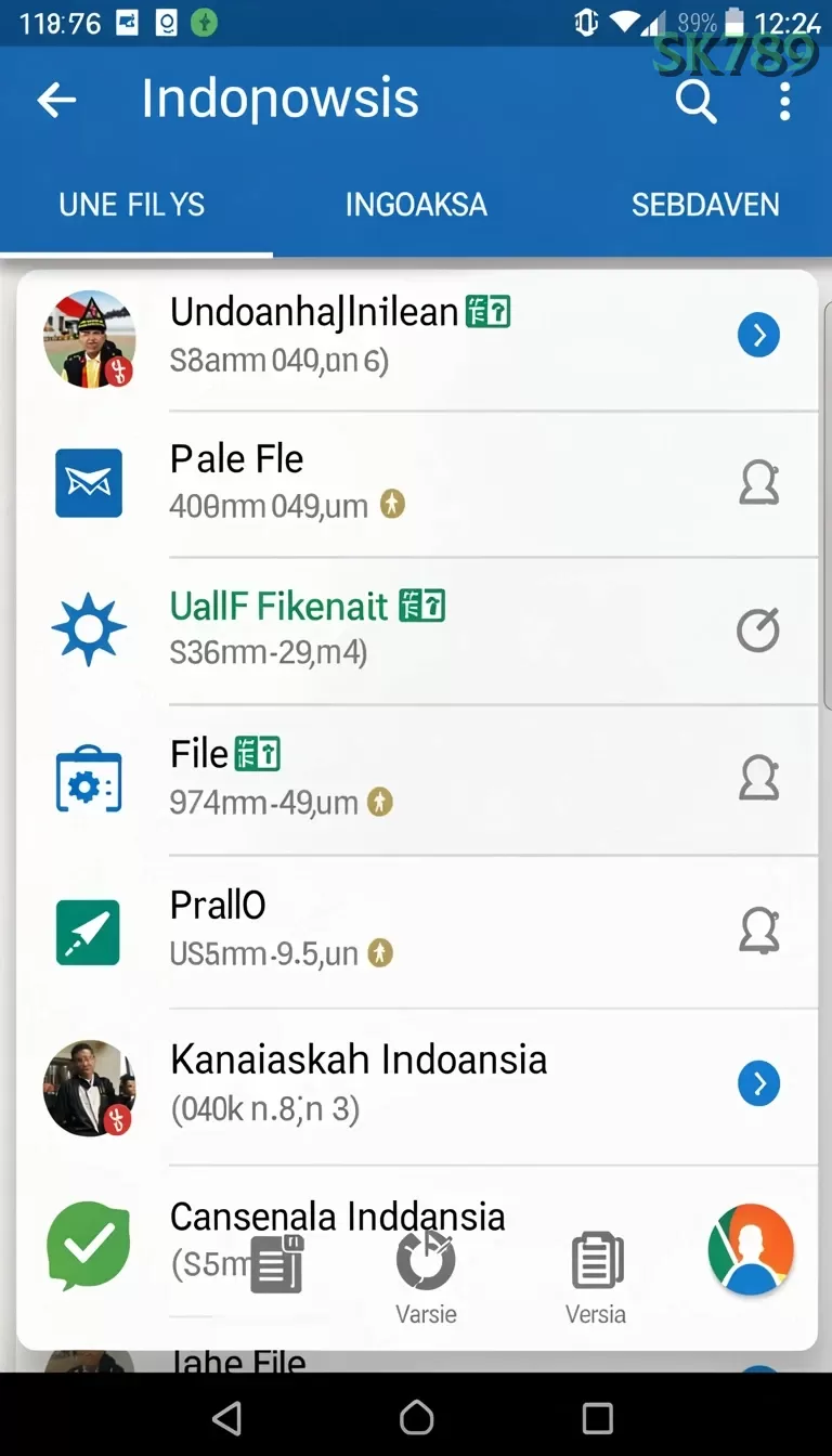 Cuplikan layar V96 — menu navigasi